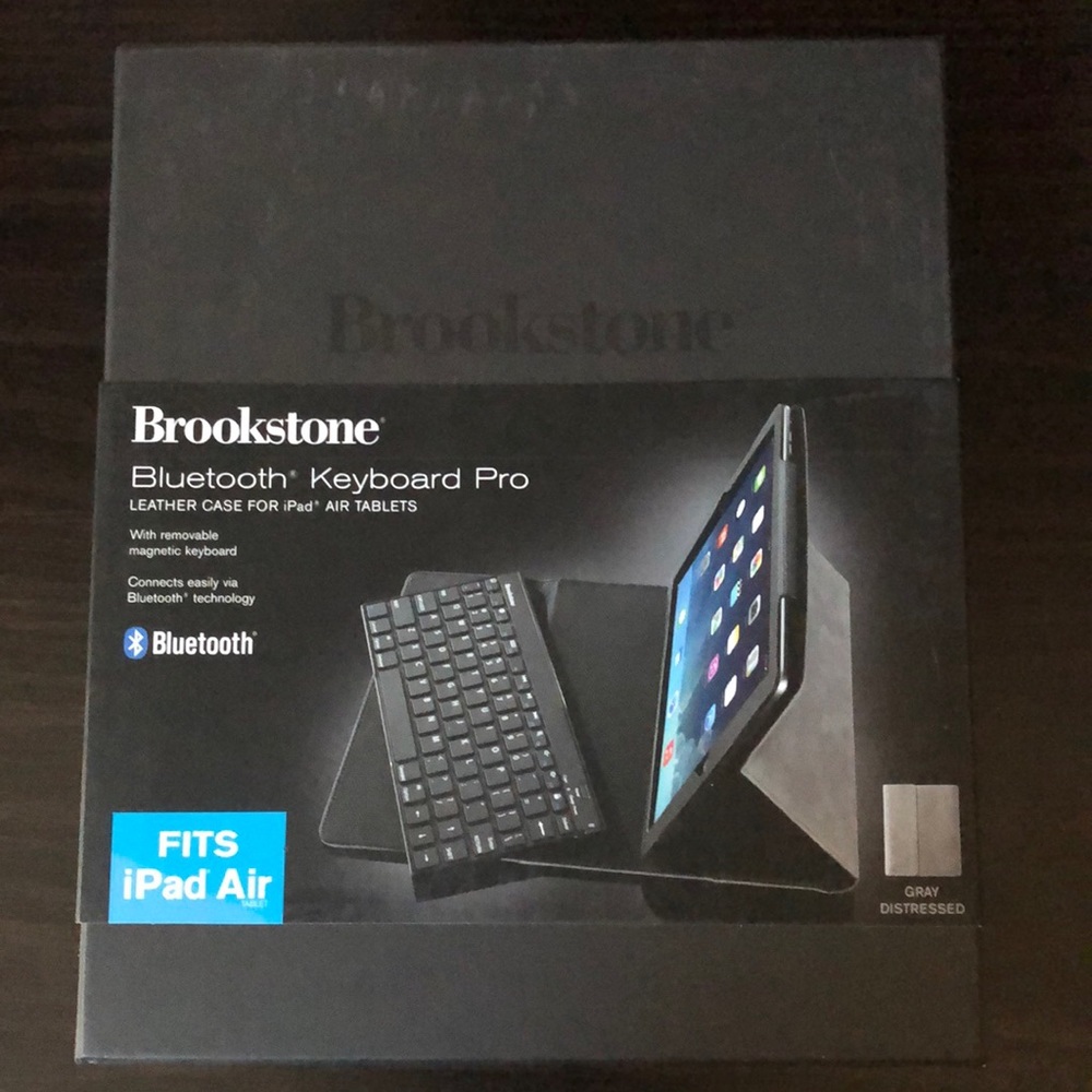 Brookstone Bluetooth Keyboard Pro & Leather Case for iPad Air Tablets